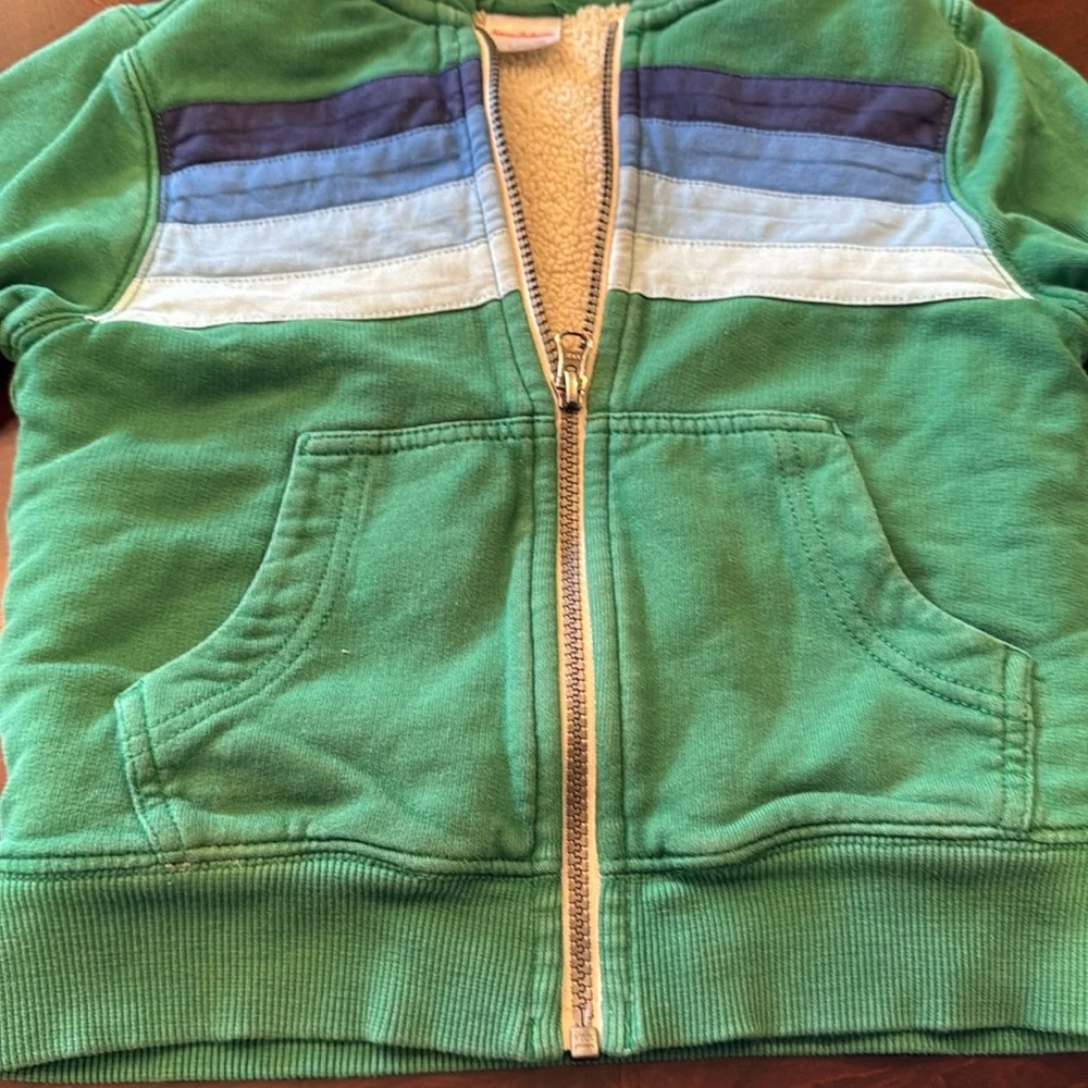 Hanna Andersson Girls Full Zip Sweatshirt with hoodie Sherpa lining Size 4